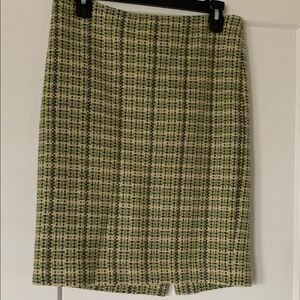 Theory Green Tan Pencil Skirt Knee-Length Work